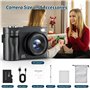 4K Appareil Photo Numérique 50MP Autofocus Compact Caméra avec 2.8'' Écran Rabattable 180° Digital Camera Zoom Numérique 16X ave