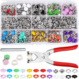 ECHOBUY Lot de 200 boutons-pression avec pince - Anneau en métal - 9