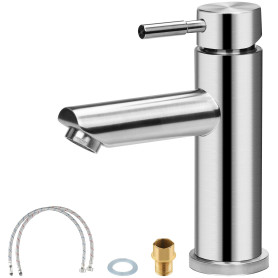 Robinet de Salle de Bain Monocommande - Mitigeur Lavabo Réglable Chaud et Froid en Acier Inoxydable - Cartouche en Céramique