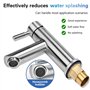Robinet de Salle de Bain Monocommande - Mitigeur Lavabo Réglable Chaud et Froid en Acier Inoxydable - Cartouche en Céramique