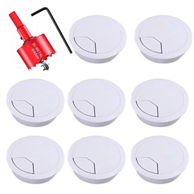 Lot de 8 passe-câbles avec scie cloche (60 mm)