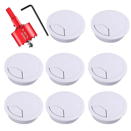 Lot de 8 passe-câbles avec scie cloche (60 mm)