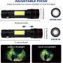 Lot de 2 lampes de poche LED 2000 lumens ultra lumineuses COB - Mini lampe de poche rechargeable par USB - Avec boîte en plastiq
