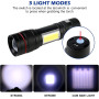 Lot de 2 lampes de poche LED 2000 lumens ultra lumineuses COB - Mini lampe de poche rechargeable par USB - Avec boîte en plastiq