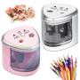 Taille-crayon électrique - Lot de 2 taille-crayons électriques - Double trou pour 6-8 mm et 9-12 mm - Taille-crayon électrique u
