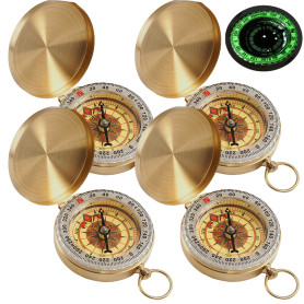 Behogan Lot de 4 boussoles d'extérieur en laiton : boussole de poche pour enfants