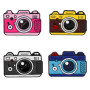 Lot de 4 broches en émail pour appareil photo
