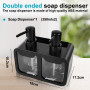 SPORWAY Distributeur de savon liquide vaisselle : 350 ml Distributeur de savon de cuisine avec porte-éponge et porte-brosse, org