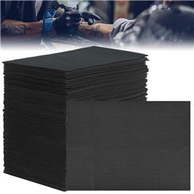 Nizirioo Lot de 125 Bavoirs Dentaires Noirs 45 x 33 cm - Bavoir Imperméable de Qualité Supérieure pour Table de Tatouage