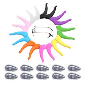 Lot de 10 paires de coussinets d'oreille en silicone antidérapants pour lunettes de soleil - Crochets d'oreilles confortables -