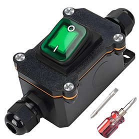 Interrupteur en ligne étanche IP65 12 V DC 20 A DPST 4 broches : 12 V Interrupteur à câble Interrupteur à bascule avec lumière L