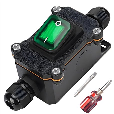 Interrupteur en ligne étanche IP65 12 V DC 20 A DPST 4 broches : 12 V Interrupteur à câble Interrupteur à bascule avec lumière L
