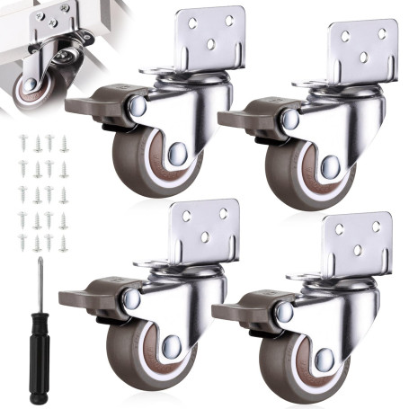 Lot de 4 roulettes de meuble avec frein