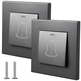 Lot de 2 boutons de sonnette - 86 x 86 mm - Bouton de sonnette extérieur 220 à 250 V - Interrupteur encastré - Pour l'extérieur