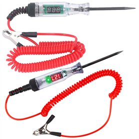 Lot de 2 testeurs de tension pour voiture - 3 V-120 V - Avec lampe de test et écran LCD numérique - Avec pince crocodile