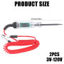 Lot de 2 testeurs de tension pour voiture - 3 V-120 V - Avec lampe de test et écran LCD numérique - Avec pince crocodile
