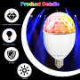 2x Lampe disco LED E27 5W RGB LED boule-disco, lumière ampouledisco rotative à 360°, lumière de fêteLED avec télécommande, sourc