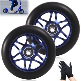 Lot de 2 roues de rechange pour trottinette Stunt - 100 mm - 88A - Avec roulements ABEC-9 - En alliage d'aluminium - Accessoires