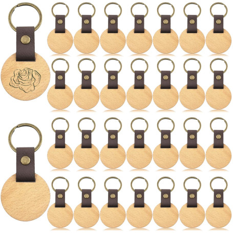 GOMETY Lot de 30 porte-clés vierges en bois - Étiquettes vierges - Pour décoration