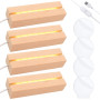 Lot de 4 socles LED en bois - Socle lumineux LED avec panneau lumineux et interrupteur USB - Couleurs chaudes - 15 cm de long -