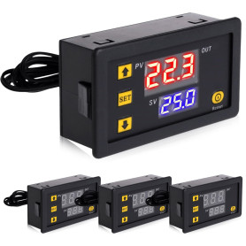 W3230 Lot de 4 thermostats numériques DC 12 V 20 A avec écran LCD