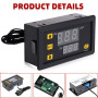 W3230 Lot de 4 thermostats numériques DC 12 V 20 A avec écran LCD, affichage numérique étanche, relais de régulateur avec sonde 