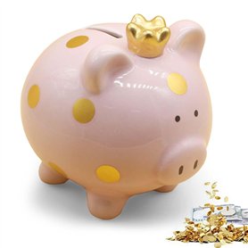 Tirelire cochon porte-bonheur pour enfant fille - En céramique - Petite 11