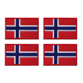 Lot de 4 écussons tactiques à coudre ou à repasser - Motif drapeau de la Norvège - Accessoires de bricolage - Vestes