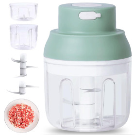 Coupe-oignons électrique 250 ml - Hachoir à oignons multifonction - Hachoir à ail - Hachoir à oignons - Moulin à légumes électri