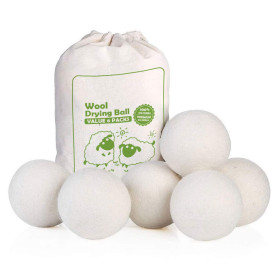 LAPONO Balle de Séchage Laine 6 Pièces Boule Seche Linge Doudoune Réduisent Froissage Laver Boules Anti Statique Naturel Mouton