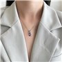 Aoneky Pendentif Collier Chat en Améthyste avec Chaîne 45cm en Argent 925 Sterling - Collier Bijoux Violet - Cadeau pour Femme F