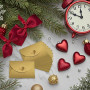 JOYISEN 50 Pièces Enveloppes en Papier Kraft Mini Enveloppes Coeur Rrouges et Dorées pour Noël Saint Valentin Enveloppes de Cart