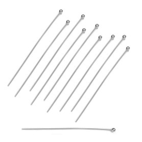 My-Bead 20 pièces tiges clous tête boule 50mm x 0.5mm boule Ø 1.8mm argent 925 pour la création de bijoux DIY