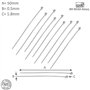 My-Bead 20 pièces tiges clous tête boule 50mm x 0.5mm boule Ø 1.8mm argent 925 pour la création de bijoux DIY