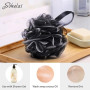 Lot de 3 éponges de bain en maille de 75 g XL pour femmes, hommes, enfants, chouchou de douche Luffa en loofa - Éponge en maille