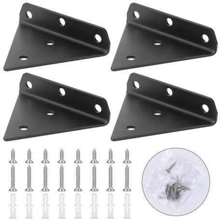Lot de 4 supports d'étagère triangulaires invisibles flottants cachés avec vis Supports muraux en métal robustes pour étagère de