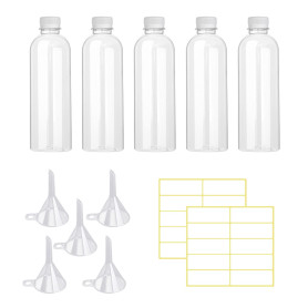 Lot de 5 flacons en plastique transparent de 100 ml