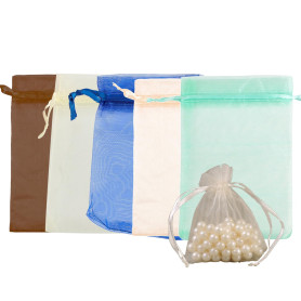 Lot de 50 petits sachets en organza de 9 x 12 cm avec cordon de serrage