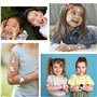 Lot de 6 stylos de tatouage colorés avec 1 carte de coloriage en forme de cœur et 10 autocollants de tatouage de dessin animé po