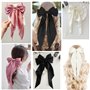 3 Pièces Grand Arc Barrettes Longue Queue Français Ruban Épingles À Cheveux Doux Soyeux Satin Pince À Cheveux, Blanc de Riz Noir