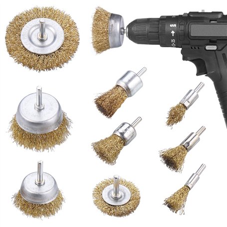 JIZZU 9Pcs Brosse Métallique pour Perceuse