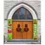 luoshuangfei Nouveau rideau de porte de Noël, toile de fond de bannière Grinch, décorations de foyer, décor de scène de vacances