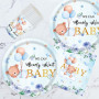 Lot de 61 pièces de vaisselle de fête à thème ours bleu - Décorations de fête d'anniversaire - Contient des gobelets en carton, 