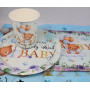 Lot de 61 pièces de vaisselle de fête à thème ours bleu - Décorations de fête d'anniversaire - Contient des gobelets en carton, 
