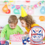 YINcrinx Vaisselle de fête sur le thème du baseball, comprenant assiettes, gobelets, nappes et serviettes de table. Convient pou