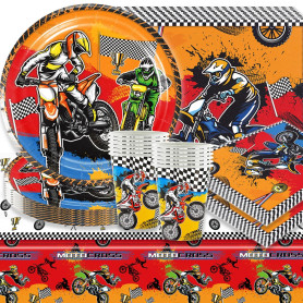 61 Pcs Vaisselle de Fête Anniversaire Motocross
