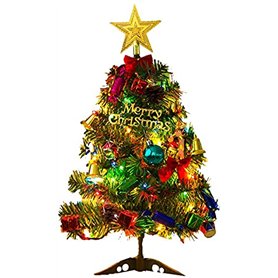 Mini Sapin de Noël 20Inch/50cm avec Lumières LED et Ornements à Suspendre - Artificiel DIY pour Table
