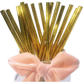 Biodégradables Pailles en Papier Doré - Lot de 100 Doré Pailles Jetables Pour Fête