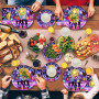 Shamoparty Lot de 61 décorations disco pour fête de 80 et 90 avec assiettes de 22,9 cm, gobelets, serviettes et grandes nappes -