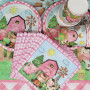 Lot de 61 pièces de vaisselle de fête de la ferme - Motif cochon et agneau - Pour anniversaire de ferme - Comprend assiettes, ta